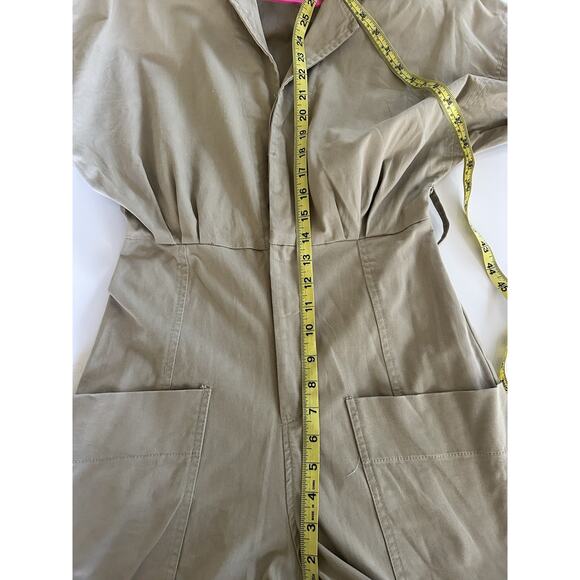 Zara Long Tan Cargo Jumpsuit Cotton Small Missing Belt 4661/337 Utility Chore - Picture 4 of 16
